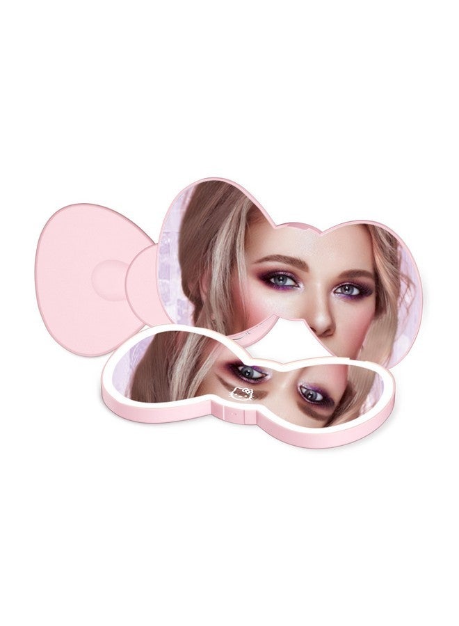 IMPRESSIONS VANITY · COMPANY Impressions Vanity Hello Kitty Bow Led Compact Mirror, Double Sided Cute Travel Makeup Mirror, Soft Touch Button With Slide Down Auto Shut Off (Small)  - Image 1