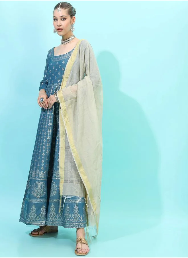 Vishudh Ethnic Maxi Dress with Dupatta Set by Styli