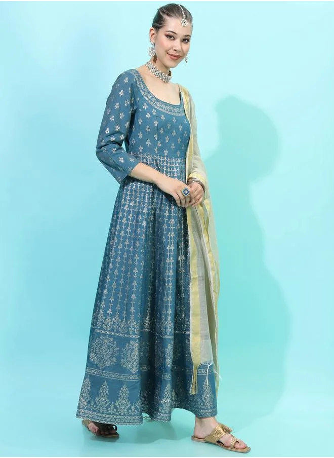 Vishudh Ethnic Maxi Dress with Dupatta Set by Styli