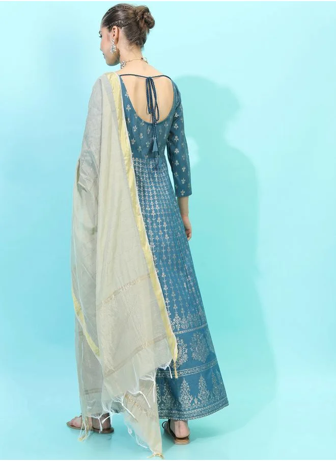 Vishudh Ethnic Maxi Dress with Dupatta Set by Styli