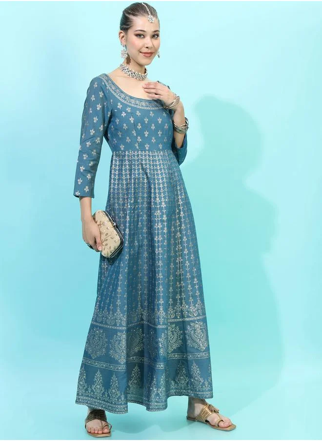Vishudh Ethnic Maxi Dress with Dupatta Set by Styli
