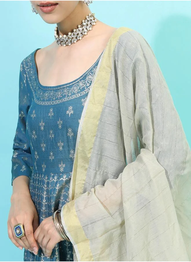 Vishudh Ethnic Maxi Dress with Dupatta Set by Styli