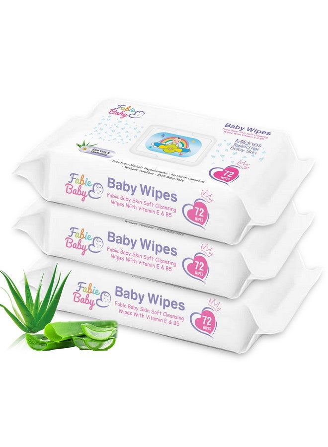Fabie Baby Wipes For New Born Baby With Vitamin E & B5, 100% Paraben Free, No Harsh Chemicals, Safe For Delicate Skin, Hypoallergenic, 216 Wipes - Image 1
