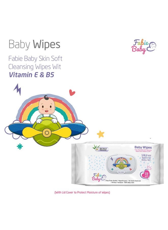 Fabie Baby Wipes For New Born Baby With Vitamin E & B5, 100% Paraben Free, No Harsh Chemicals, Safe For Delicate Skin, Hypoallergenic, 216 Wipes - Image 2