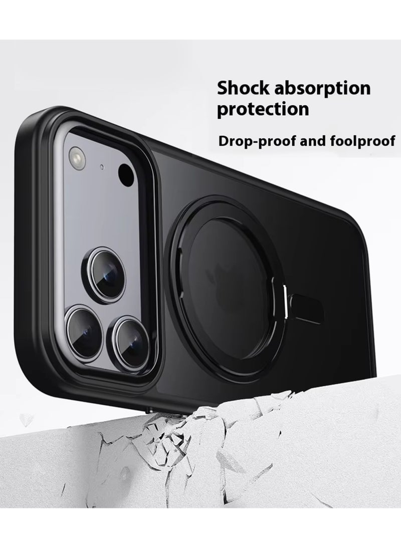 X-level Case for iPhone 17 Pro Max, Compatible with MagSafe, 【Built-in 360° Spin Magnetic Stand】 Aerospace Grade Shockproof Gen-5 Aramid Fiber Case Protective Cover for iPhone 17 Pro Max 6.9 Inch, Black - Image 4