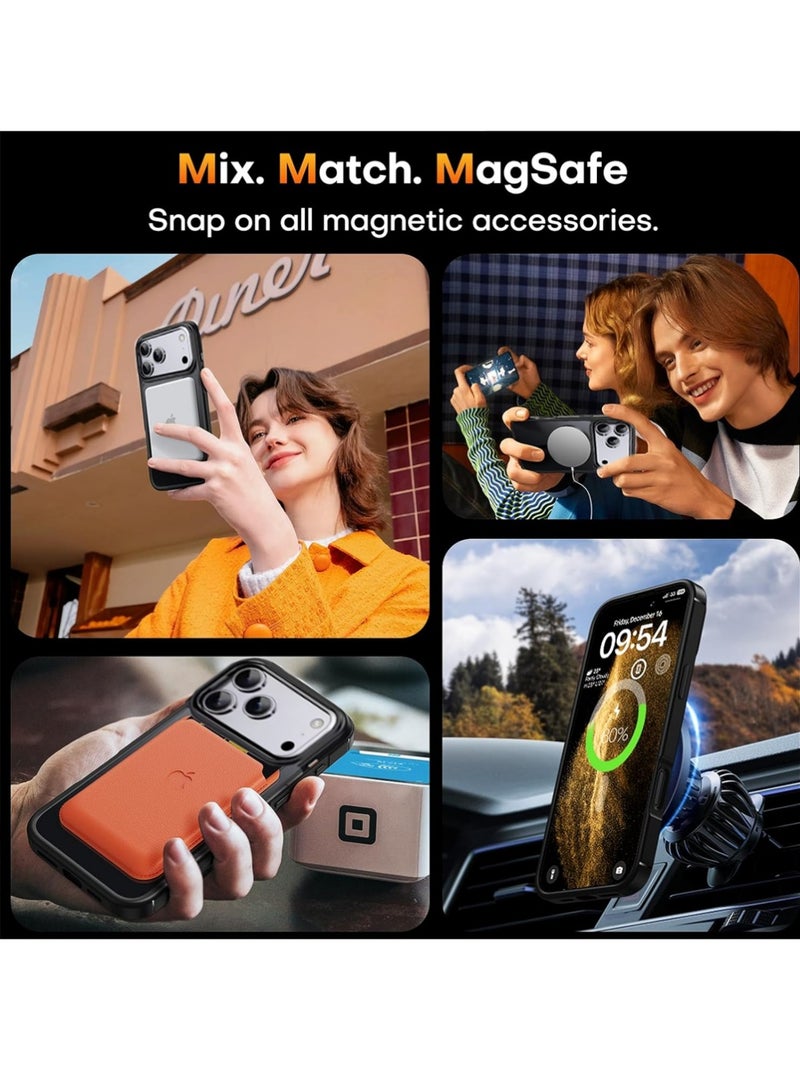 X-level Case for iPhone 17 Pro Max, Compatible with MagSafe, 【Built-in 360° Spin Magnetic Stand】 Aerospace Grade Shockproof Gen-5 Aramid Fiber Case Protective Cover for iPhone 17 Pro Max 6.9 Inch, Black - Image 3