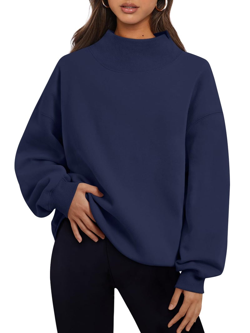Trendy Queen Womens Oversized Sweatshirts Turtleneck Pullover Long Sleeve Hoodies Tops Fall Fashion Outfits 2026 Clothes Nvay XS - Image 1