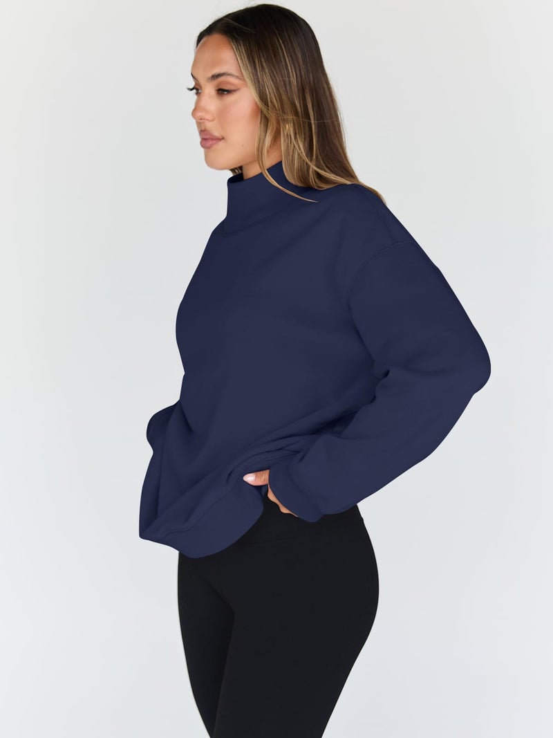 Trendy Queen Womens Oversized Sweatshirts Turtleneck Pullover Long Sleeve Hoodies Tops Fall Fashion Outfits 2026 Clothes Nvay XS - Image 4