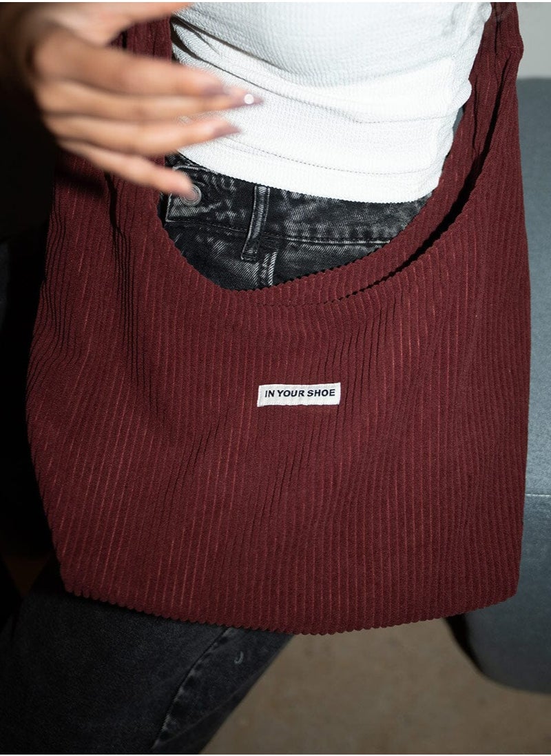 In Your Shoe Burgundy Corduroy Bow Bag  - Image 2