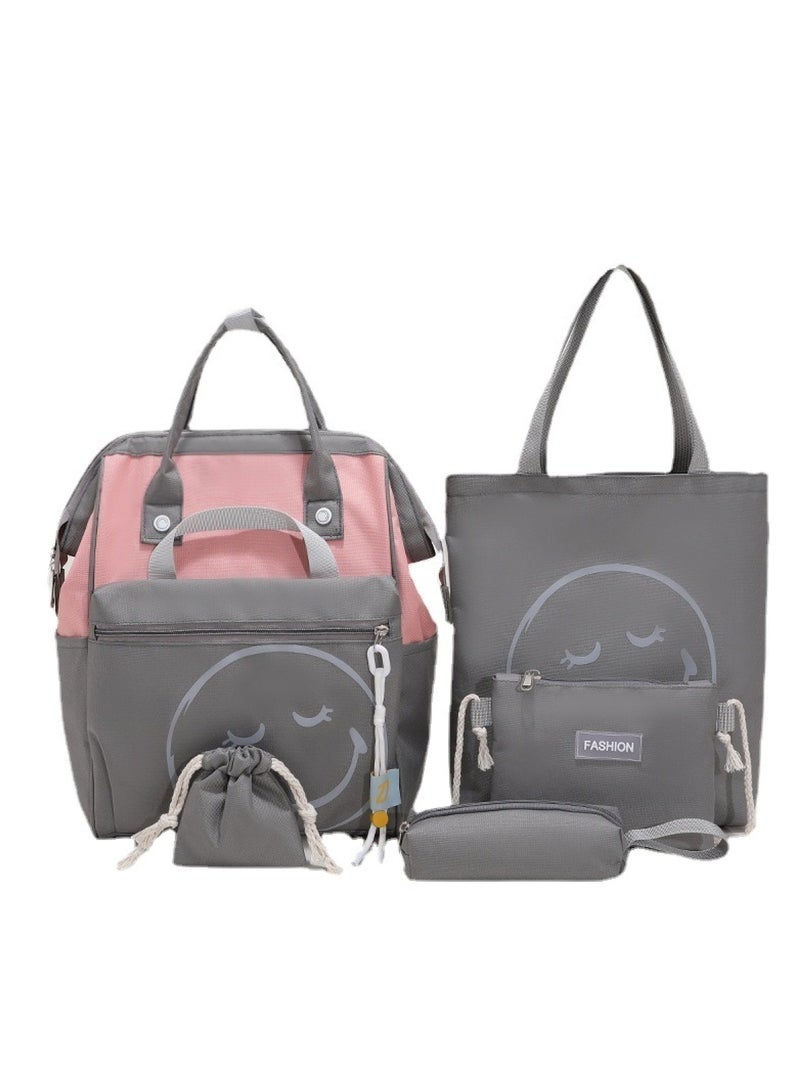 Huitich 4-Piece Mum's Baby Travel Bag Set Grey and Pink  - Image 1