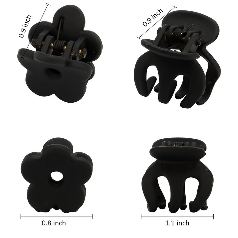 FAMEZA 12 pcs Black Hair Clips Mini Claw Clips|Small Clips for Girls for Thin Hair 1.1" Flower Hair Claw - Image 2