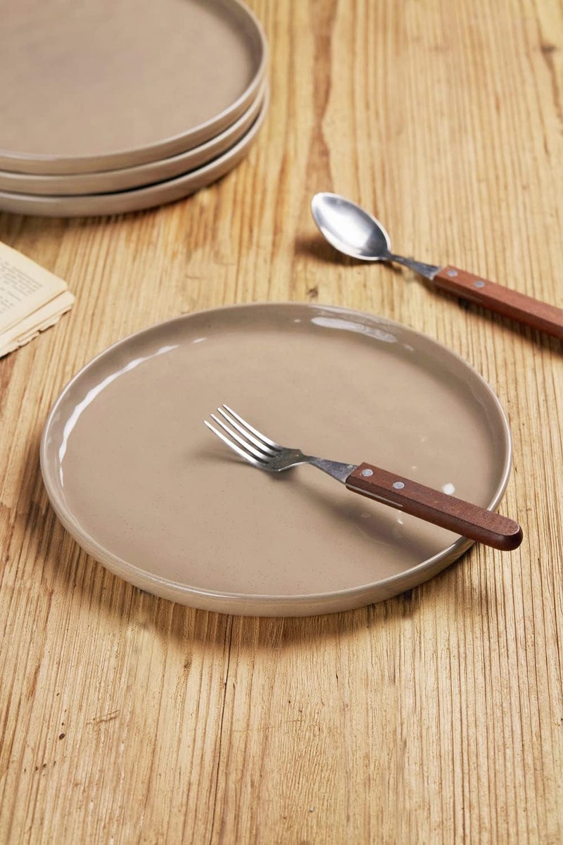 famiware 6 Pieces Dinner Plates Set, 10.25 Inch Scratch Resistant Stoneware in Cinnamon Brown - Image 3