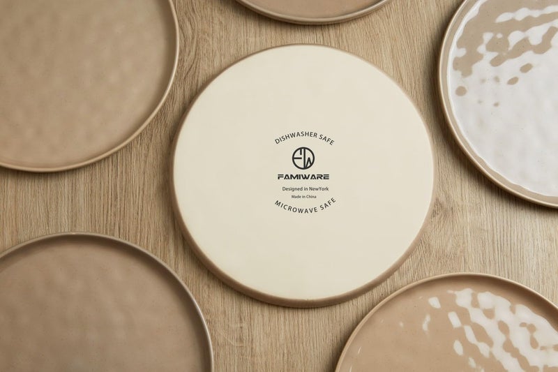 famiware 6 Pieces Dinner Plates Set, 10.25 Inch Scratch Resistant Stoneware in Cinnamon Brown - Image 5