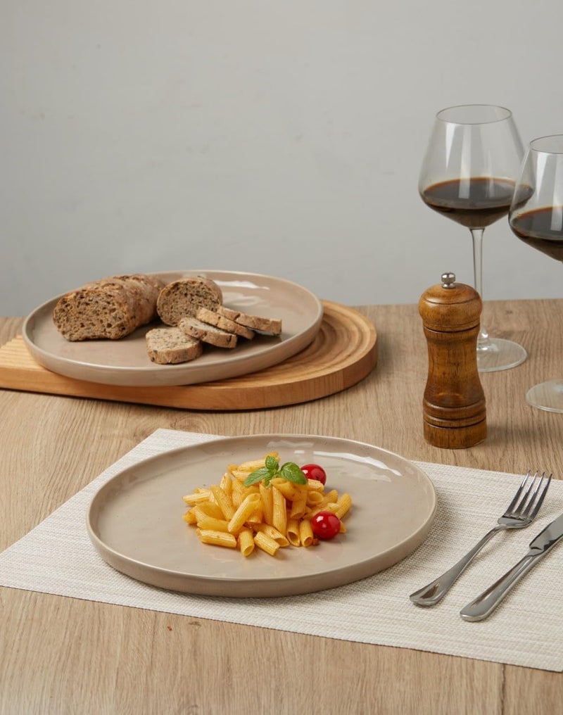 famiware 6 Pieces Dinner Plates Set, 10.25 Inch Scratch Resistant Stoneware in Cinnamon Brown - Image 2