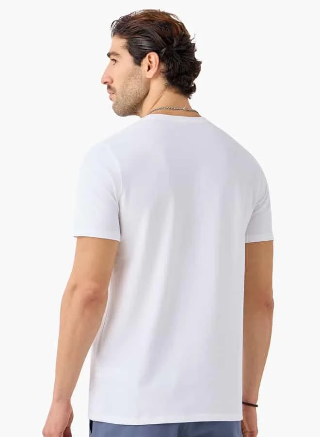 Iconic Iconic Printed T-shirt with Round Neck and Short Sleeves