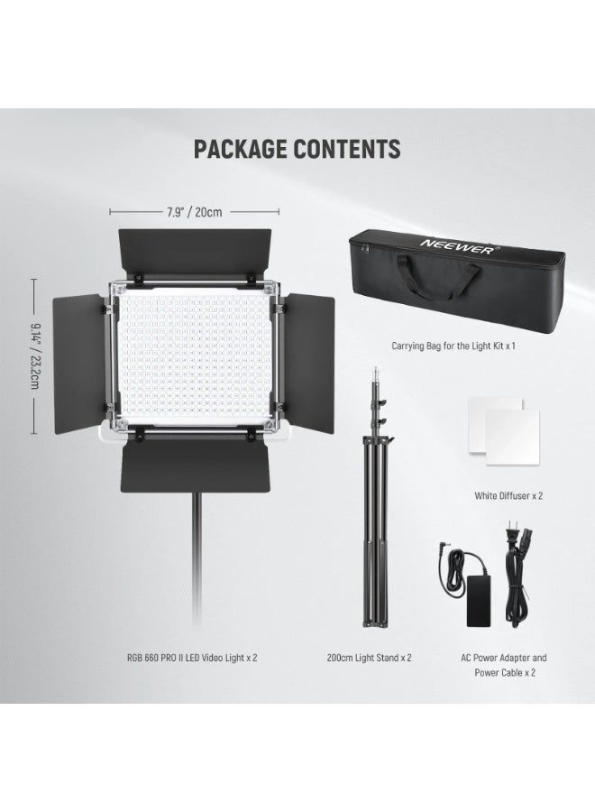 نيوير 2 Pack Upgraded RGB660 PRO II LED Video Light - Image 2