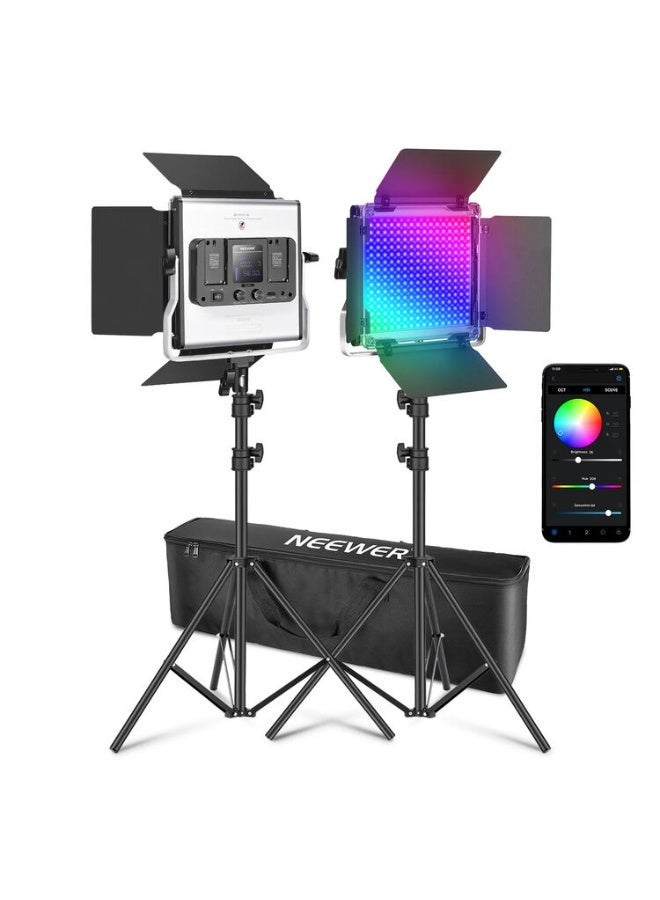 نيوير 2 Pack Upgraded RGB660 PRO II LED Video Light - Image 1