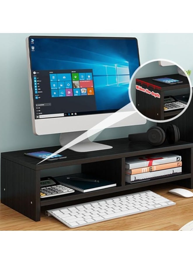 erorex - Monitor Stand, Two-Layer Screen Stand, Multi-Function Desktop Organizer, Suitable for Computer /PC/ Printer/Office, Black - Image 1