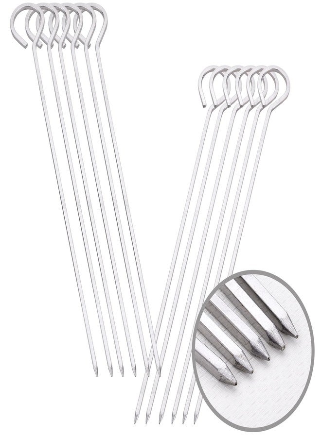 HONSHEN 8 inch Barbecue Skewers Square Metal BBQ Sticks,HONSHEN 12Pack Stainless Steel Skewer,Kebob,kabob Sets for Grill Outings Cooking (BBQ Skewers Square 8inch-12p) - Image 1