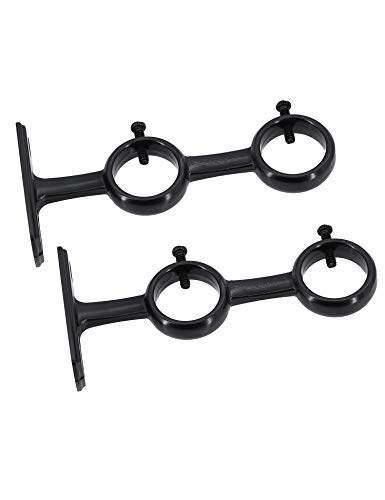 AddGrace 2 Pack Double Curtain Rod Brackets 1 Inch Curtain Rod Holders for Bedroom Living Room (Black) - Image 5