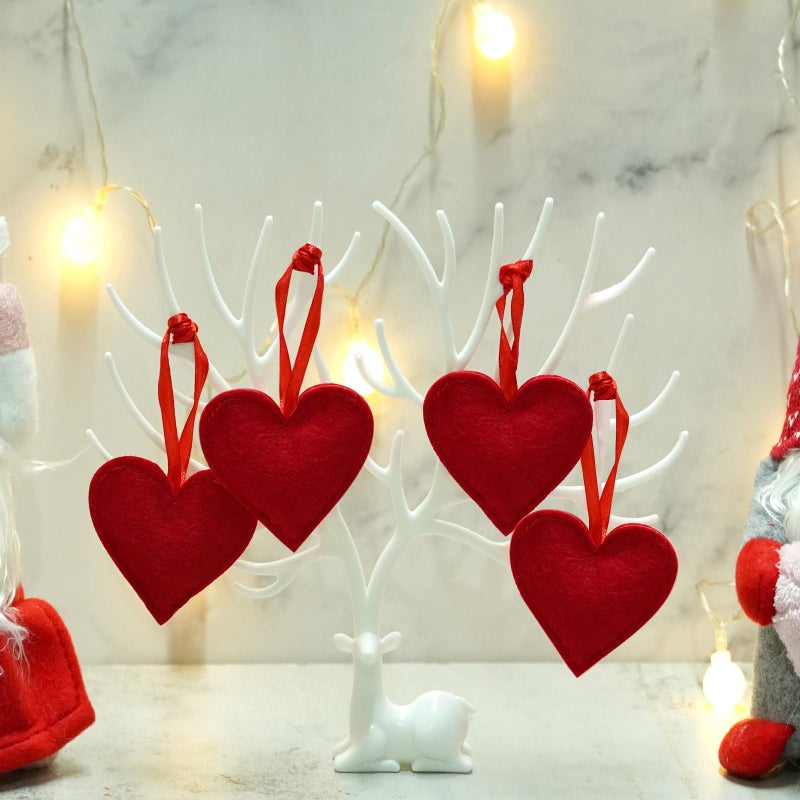 SUMERSHA 20 Pieces Felt Hearts Hanging Ornaments Valentines Heart Shaped Ornaments for Wedding Valentine Anniversary Christmas Party Decorations (Red) - Image 5