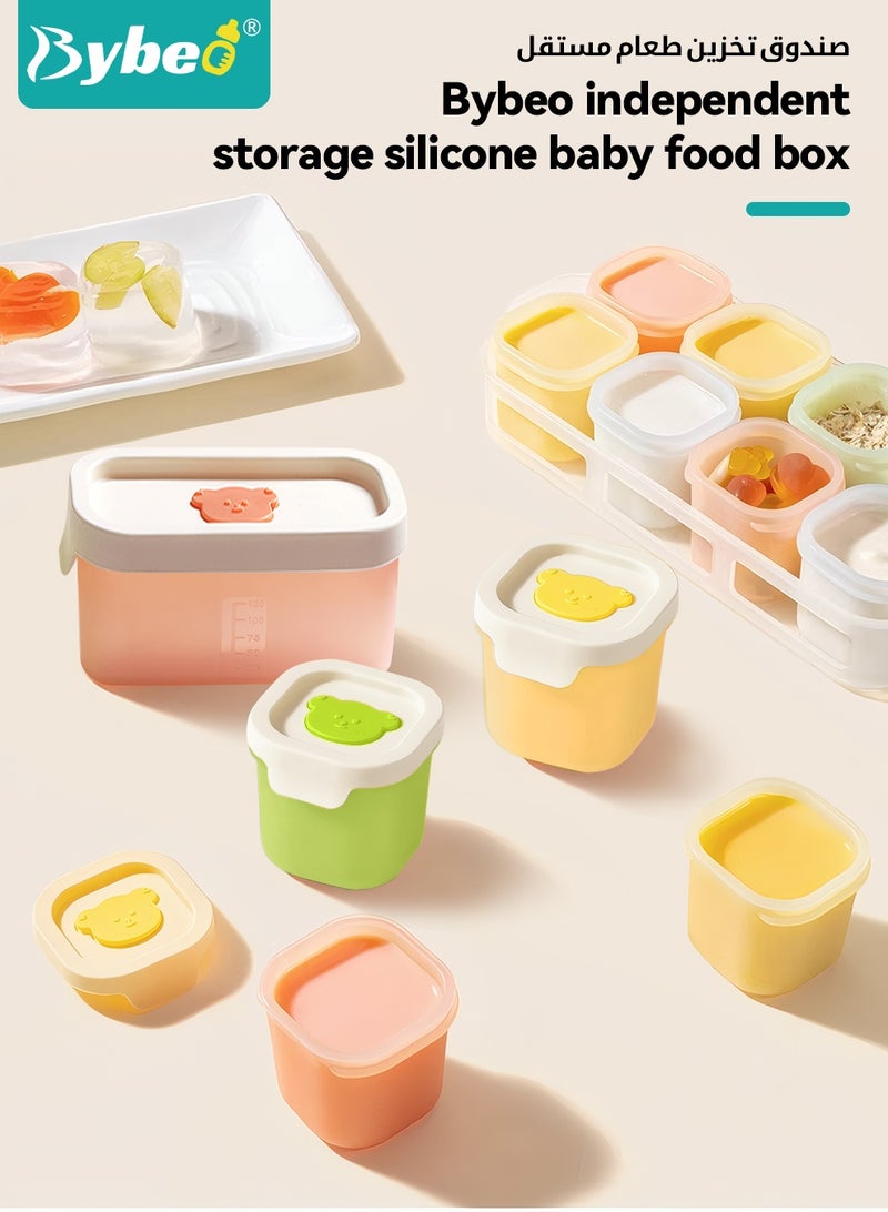 Bybeo 6 PCS Silicone Baby Food Containers, Reusable Infant Food Storage Jars, Small Snack Container with Lids, Freezer Storage Box with Airtight Lids Leak Proof for Infant & Babies, Plus Silicone Baby Spoon, Microwave Dishwasher Friendly - Image 2