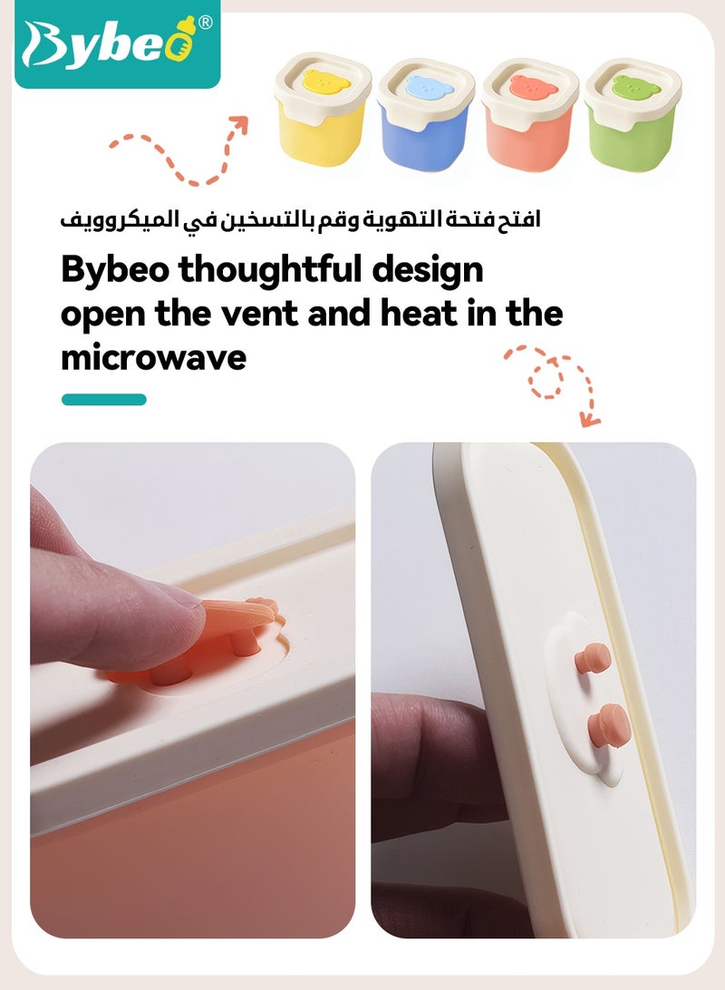 Bybeo 6 PCS Silicone Baby Food Containers, Reusable Infant Food Storage Jars, Small Snack Container with Lids, Freezer Storage Box with Airtight Lids Leak Proof for Infant & Babies, Plus Silicone Baby Spoon, Microwave Dishwasher Friendly - Image 5