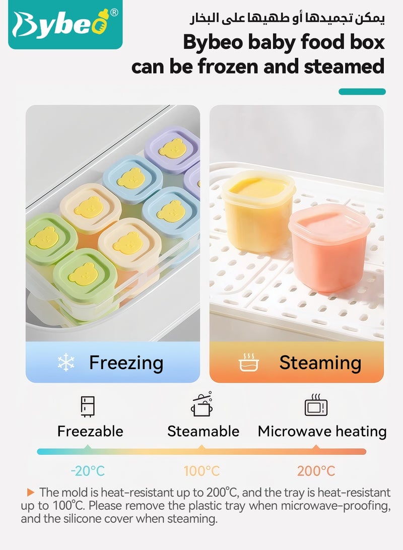 Bybeo 6 PCS Silicone Baby Food Containers, Reusable Infant Food Storage Jars, Small Snack Container with Lids, Freezer Storage Box with Airtight Lids Leak Proof for Infant & Babies, Plus Silicone Baby Spoon, Microwave Dishwasher Friendly - Image 4