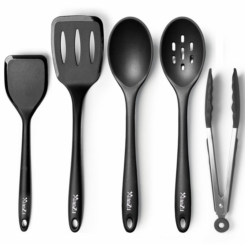 Silicone Cooking Utensils Set Heat Resistant and large Non Stick Spatulas  Spoons for Kitchen Ideal BPA Free Kitchen Turners for Frying MixingServingDrainingTurning