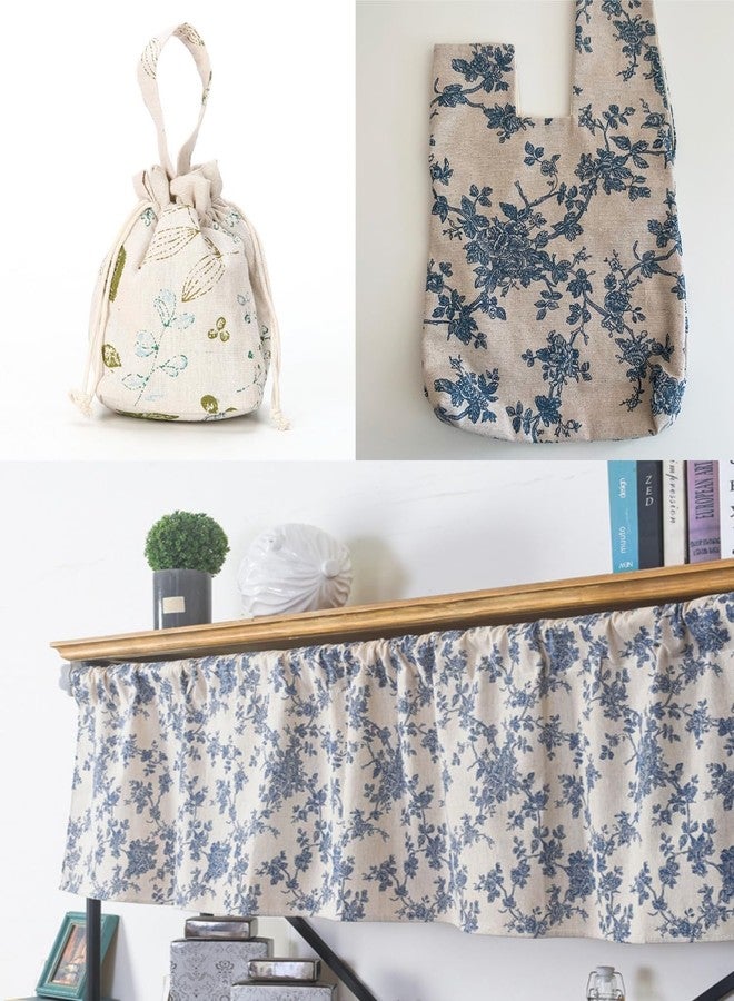 LOVOUS Linen Fabric Floral Pattern by The Yard- Precut 1 Yard 62 Inch Width for Sewing DIY Crafting Quilting Sofa Tablecloth Curtain Cloth - Image 2