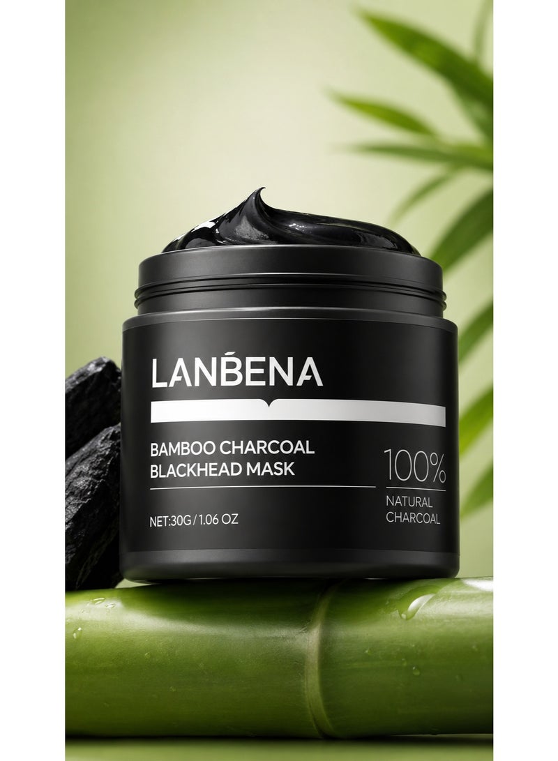 LANBENA Bamboo Charcoal Blackhead Remover Mask 30g Deep Cleansing Pore Care Peel-Off Facial Mask with Salicylic Acid - Image 1