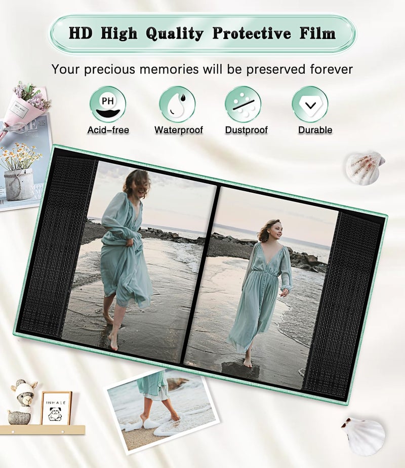 EJBLFE Ejblfe Photo Album 4x6 Linen Cover Slide-in Photo Album Book Can Holds 100 4x6 Photos with 50 Black Sheets for Family Wedding Baby and Holiday Pictures (Turquoise)  - Image 4
