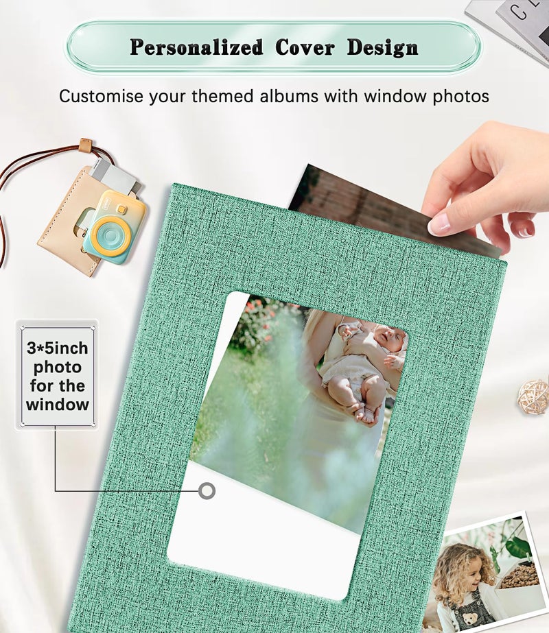 EJBLFE Ejblfe Photo Album 4x6 Linen Cover Slide-in Photo Album Book Can Holds 100 4x6 Photos with 50 Black Sheets for Family Wedding Baby and Holiday Pictures (Turquoise)  - Image 2