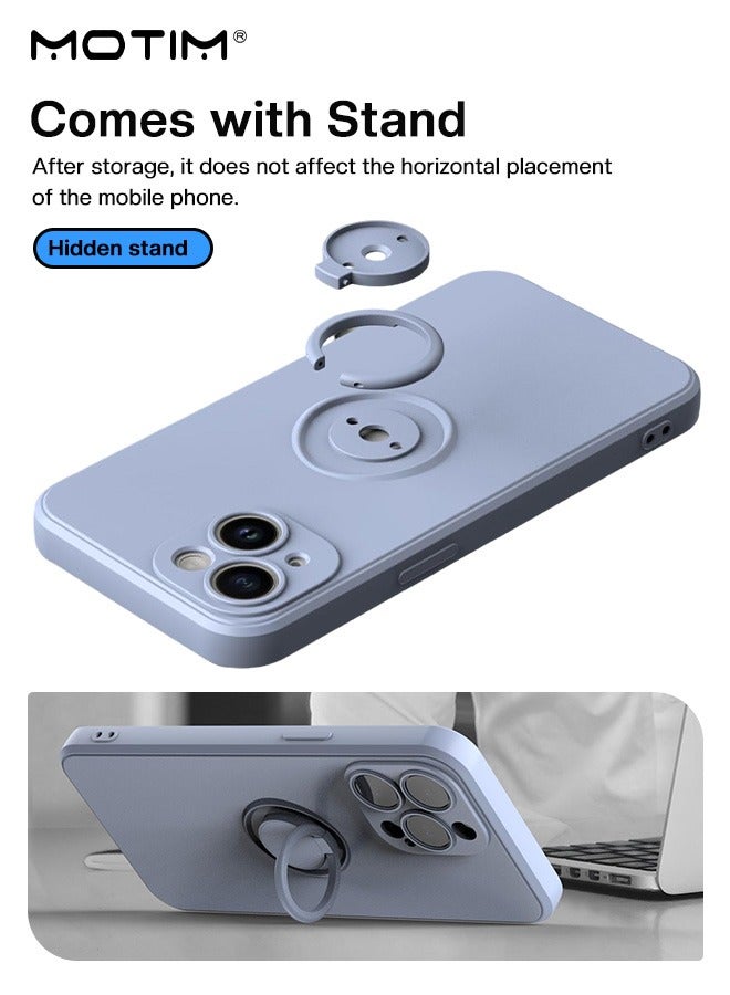 Motim iPhone 14 Silicone Case with 360° Finger Ring Holder, Full-Body Protection Shockproof with Magnetic Holder, Car Slim Phone Case with Rotating Stand - Image 2