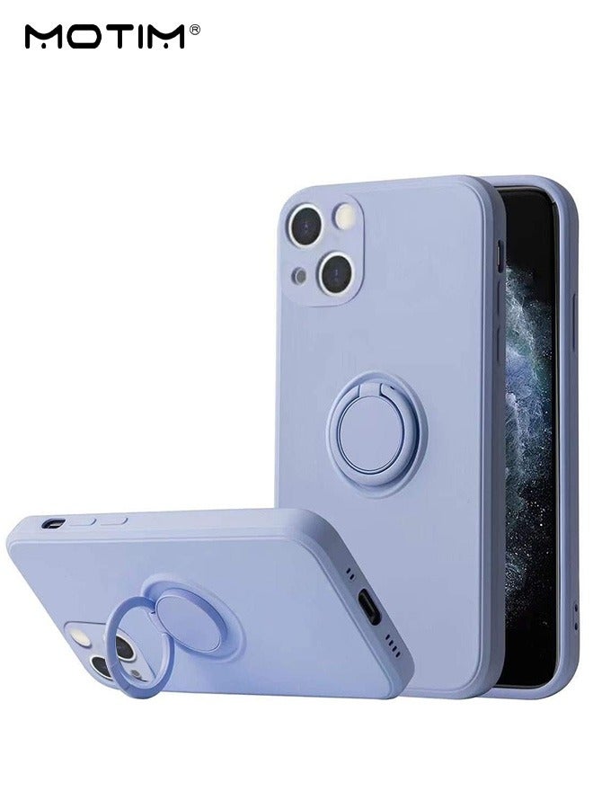 Motim iPhone 14 Silicone Case with 360° Finger Ring Holder, Full-Body Protection Shockproof with Magnetic Holder, Car Slim Phone Case with Rotating Stand - Image 1