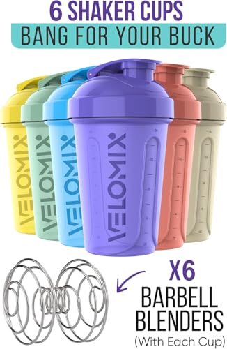 VELOMIX -6 PACK- 20 OZ Protein Shaker Bottles for Protein Mixes, Shaker Cups for Protein Shakes, Small Shaker Bottle Pack, Shaker Cup, Shakers for protein Shakes (Pastel Shades - 6 Pack) - Image 3