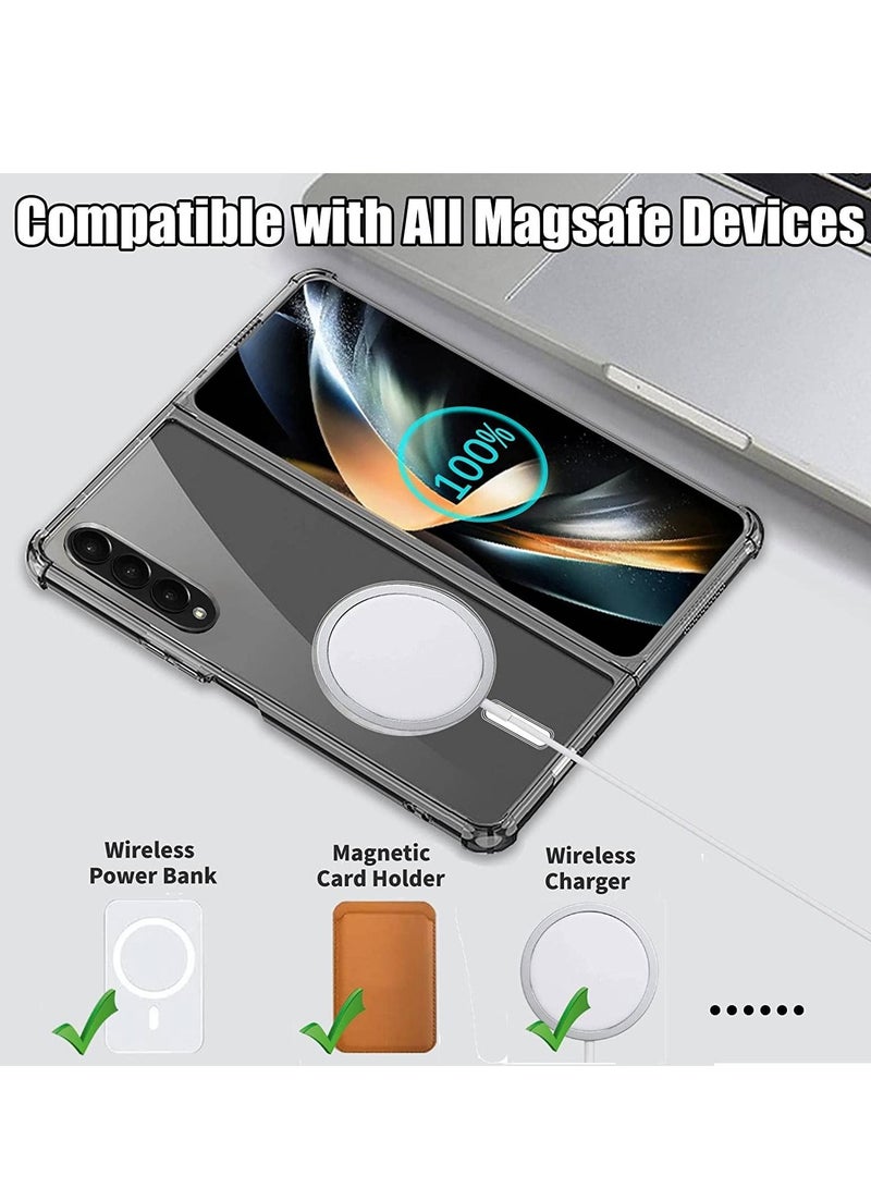 Magsafe Anti-Yellow Slim Transparent 4 Cornor Shockproof Thin Cover for Samsung Galaxy Z Fold 4 2022 Support Wireless Charger - Image 2