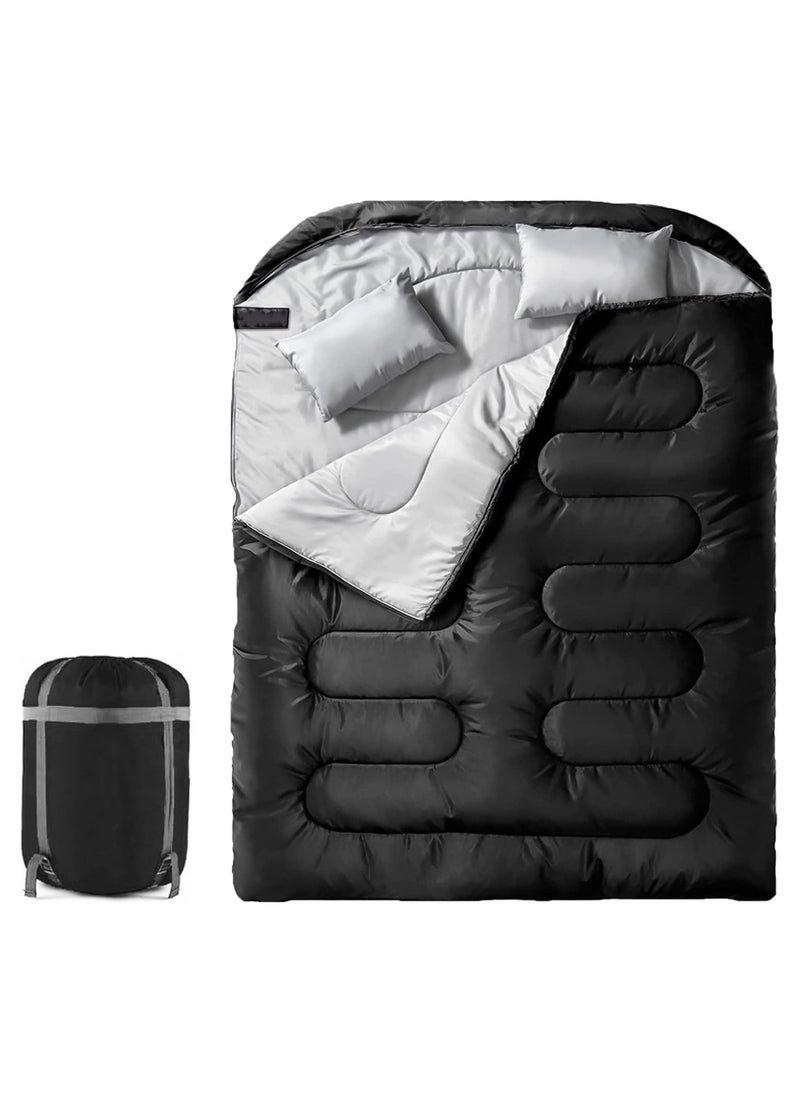 Outdoor Double Camping Sleeping Bag 220cm with Pillow Detachable and Spliced Waterproof Nap Bag Black - pzsku/Z89AC833651A588C858BEZ/45/_/1701243970/ea2cecea-c64e-43f1-b126-0e1ef1b49584