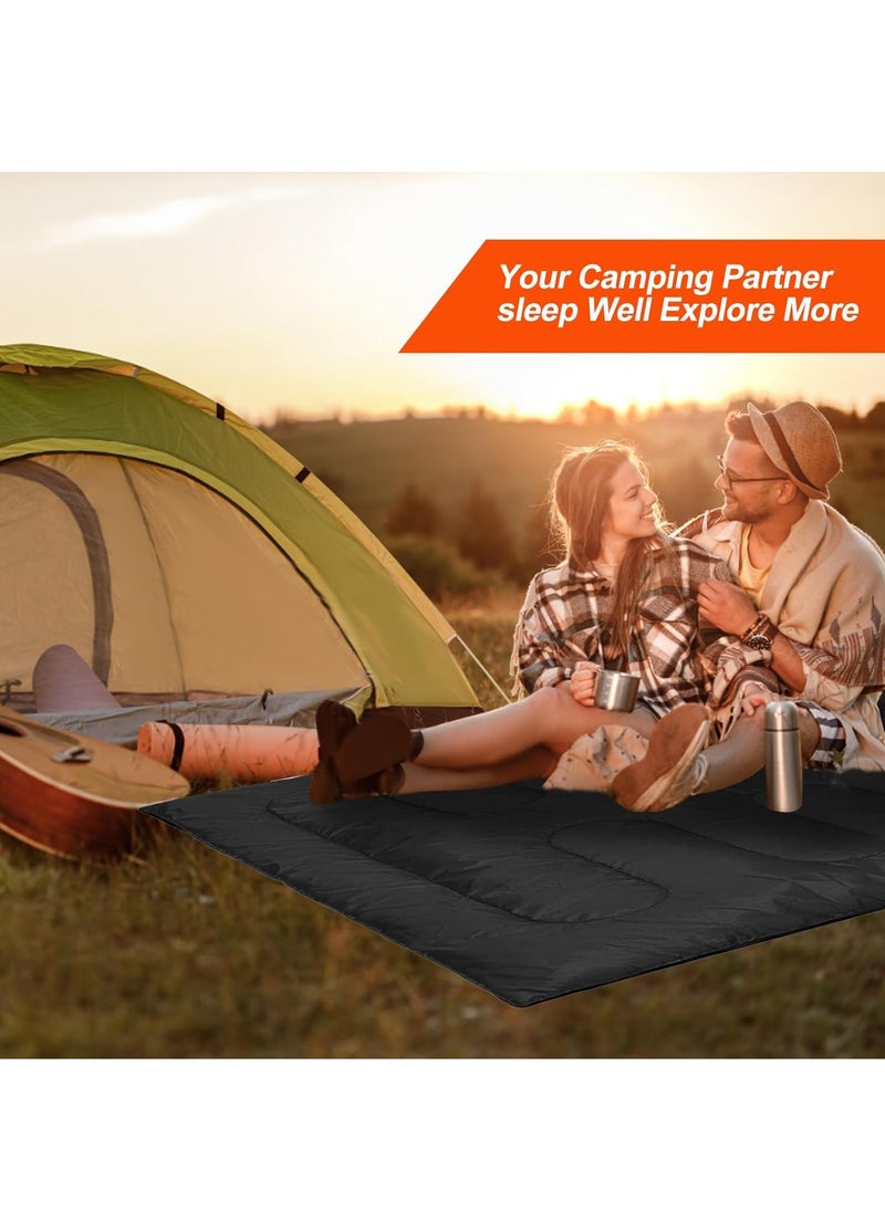 Outdoor Double Camping Sleeping Bag 220cm with Pillow Detachable and Spliced Waterproof Nap Bag Black - pzsku/Z89AC833651A588C858BEZ/45/_/1701244003/25fe17bc-95ab-448d-b70b-7a01440a3906