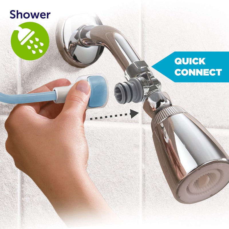 ginsey Playtex Baby 2-in-1 Shower Sprayer for Baby and Toddler Bath Time, Blue/White, 10-foot Hose - Image 3