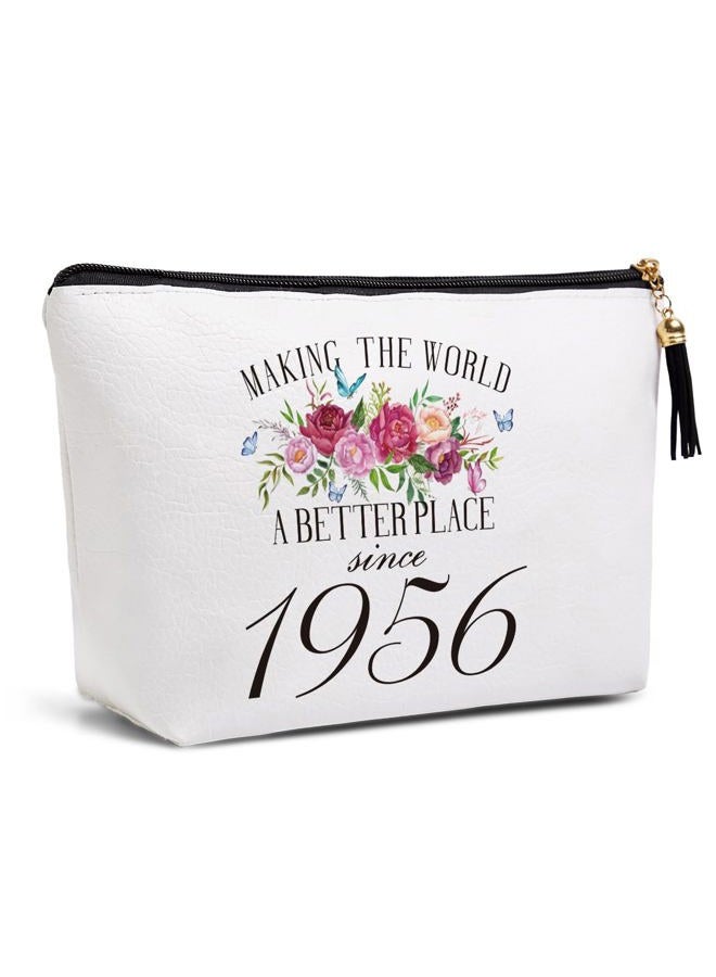 Pykfrhh Birthday Gift For Women Friendship Best Friend Birthday Gift Grandma Mom Aunt Sister Funny Makeup Bag, Since1975-50th, Dimension: 9.8 x 5.9 x 2.7 inch, Better World - Image 1
