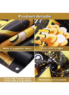 Tatuo Welcome Home Party Decorations Supplies Homecoming Party Backdrop Welcome Back Home Banner Return Home Photography Background For Family Party Home Decoration Photo Booth Black Gold 70.8 X 43.3 Inch  - Image 3
