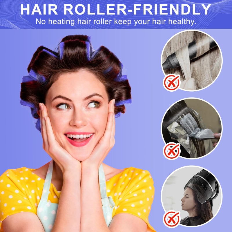 BESSEEK Hair Rollers, 12 Pack Hair Curler Large Hair Rollers for Women, Self Grip Hair Roller with Clips, Blue - Image 4