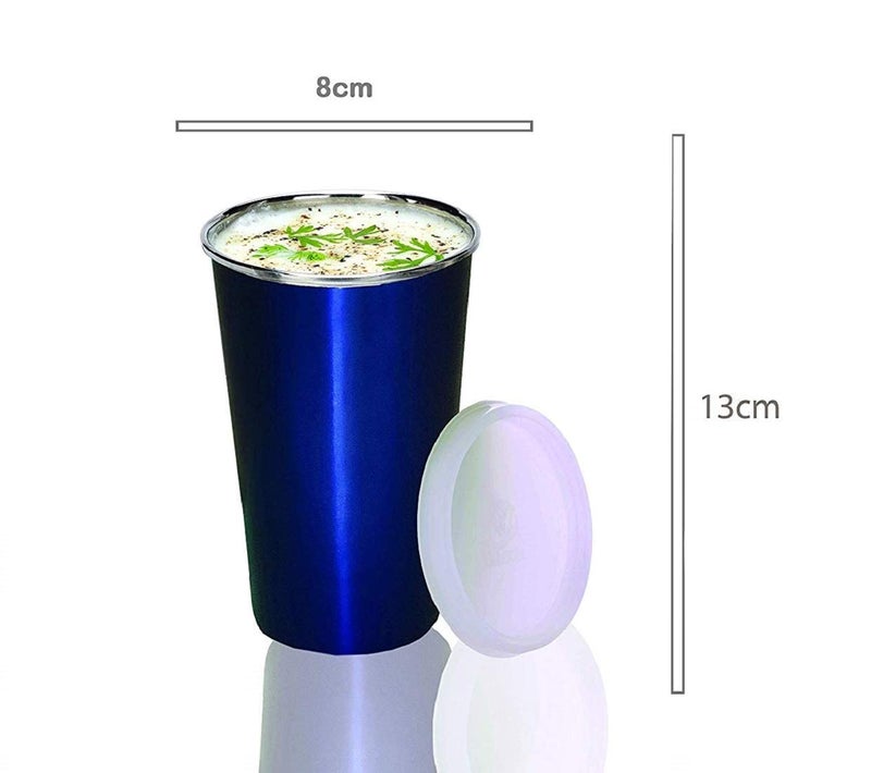 PARABRAHMA Steel Glass for Kids Milk Tumbler with Straw and Lid Sippy Cup with Gum Protection for Kids Straw and 1 Cleaning Brush Blue 370 ml - Image 3