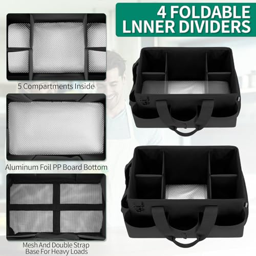 IBVIVIC Wearable Cleaning Caddy Bag for Cleaning Supplies, Large Capacity Cleaning Organizer Tote Bag Simple Kitchen Cleaning Supplies Storage Bag for Cleaners Housekeepers (Black) - Image 3