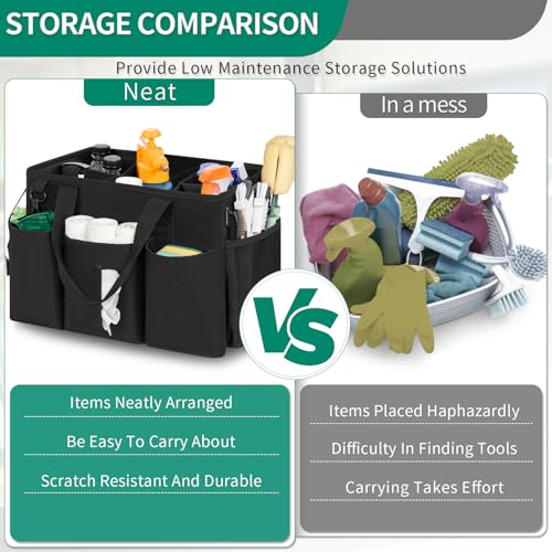 IBVIVIC Wearable Cleaning Caddy Bag for Cleaning Supplies, Large Capacity Cleaning Organizer Tote Bag Simple Kitchen Cleaning Supplies Storage Bag for Cleaners Housekeepers (Black) - Image 4