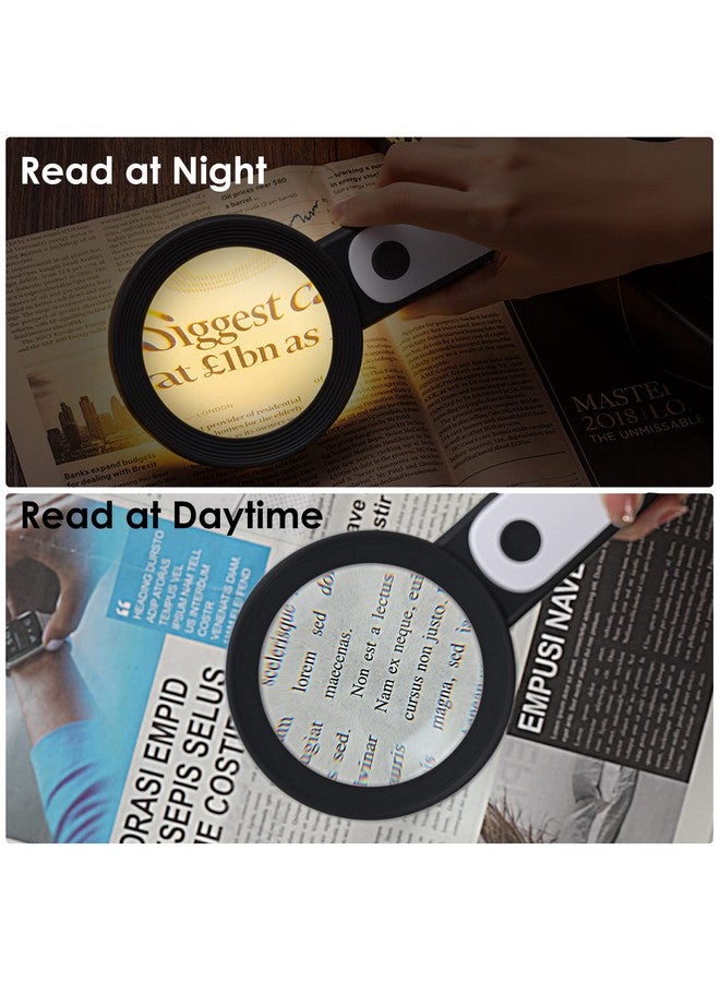 موكو عدسة مكبرة مع ضوء، عدسة مكبرة كبيرة محمولة باليد 30X 18 مصباح LED 3 أوضاع مكبرة مضيئة للأطفال المسنين للقراءة والمجلات والعملات والمجوهرات والاستكشاف والتفتيش، باللون الأسود - Image 5
