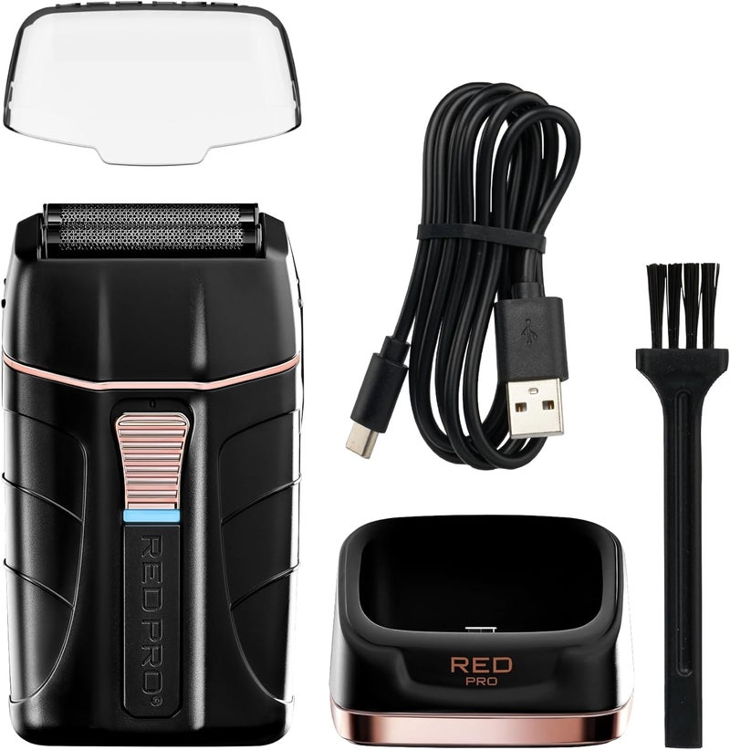 RED Pro Titanium Foil Shaver CordCordless Shaver for Men Powerful Electric Razor USBC Rechargeable Up to 170 Minutes of Run Time Quiet Durable and Portable Matte Black