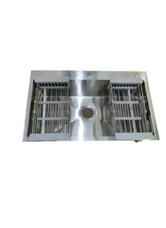 HAR & Unex Stainless Steel Kitchen Sink With Mixer Hole 75x45 Cm  - Image 4