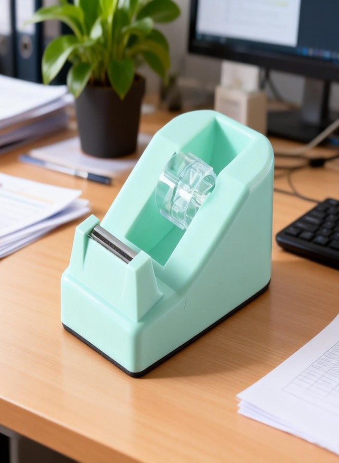 XEUZK Desktop Tape Dispenser Kits with Weighted Nonskid Base Tape Dispenser- Includes 9 Rolls of Transparent Tape(0.71 Inch x 500 inches Each) & Blue Scissors, 2 Pcs Tweezers (Green) - Image 5